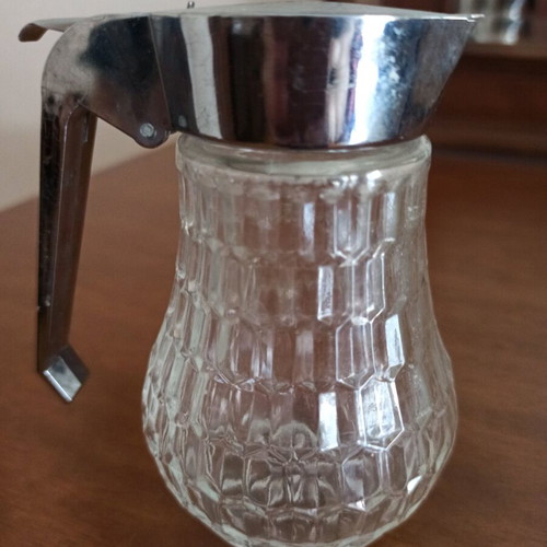 Glass container for honey sugar milk like new, inox lid