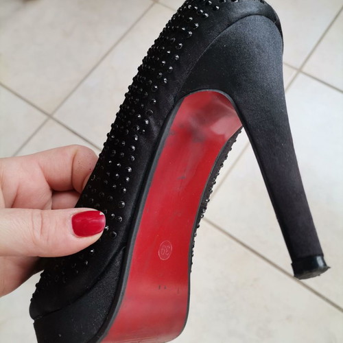 Heels with rhinestones used, black size 39, high heels