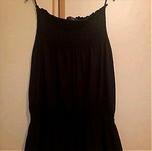 Φόρεμα μαύρο με σφηκοφωλιά που κάνει μπάσκα, One Size