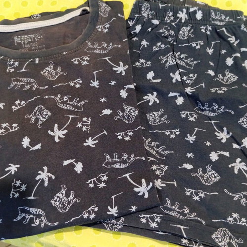Set of two used summer pajamas for boys 8-10 years old, blue