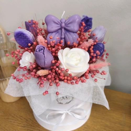 Spring Aromatic Candle Bouquet new, handmade with dried flowers
