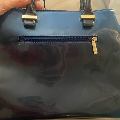 David Jones handbag like new, blue patent leather with extra strap