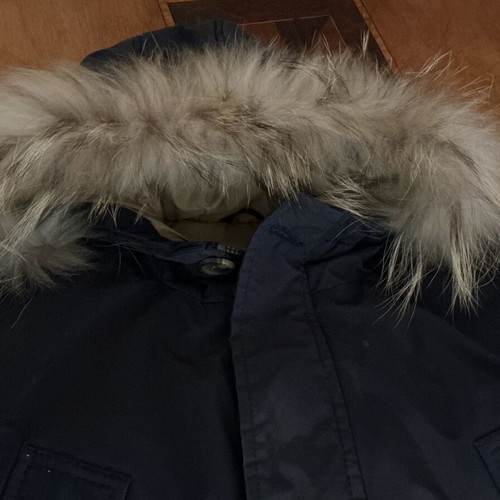 Men's 3/4 jacket with natural fur hood, like new, size M