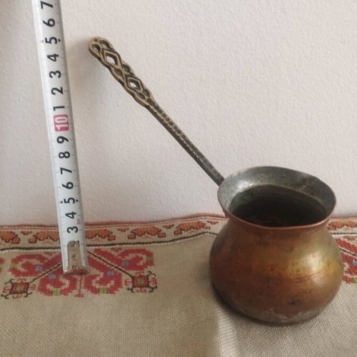 Copper cezve used vintage personal item