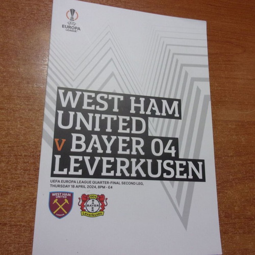 West Ham vs Bayer Leverkusen Official Programme 18/4/24 like new