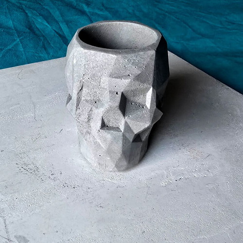 Handmade concrete skull decoration, gothic style
