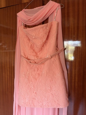 BSB official dress like new, coral with lace detail and sash