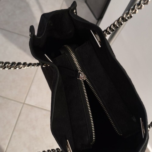 Zara shoulder bag like new, black suede with studs, 30x27 cm
