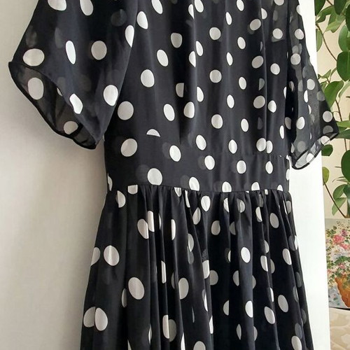 Polka Dot Long Dress new, size S, black