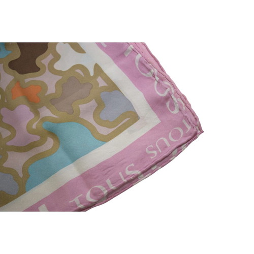 Tous silk square scarf pastel pink multicolor like new