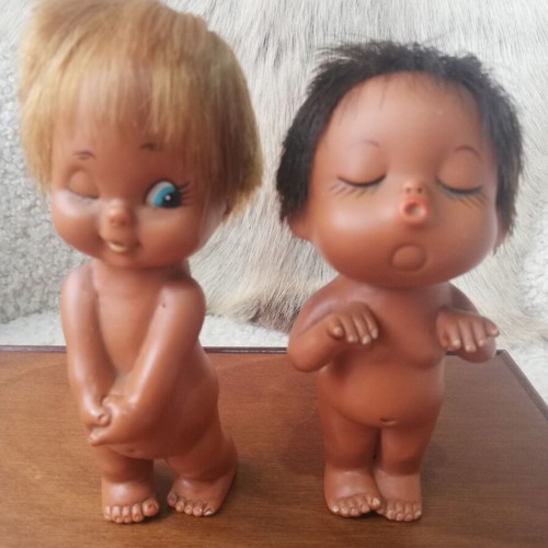 Vintage Moody Cuties dolls used, rare pair from Sekiguchi
