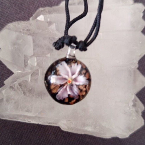 Murano necklace new, black and pink