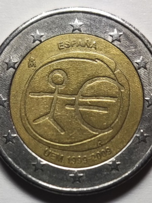 Αναμνηστικό δίευρο 2€ Ισπανίας 2009 μεταχειρισμένο, 10 χρόνια ΟΝΕ