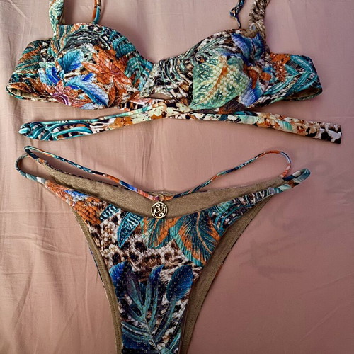 Luli Fama bikini set like new, multicolor, top medium bottom small