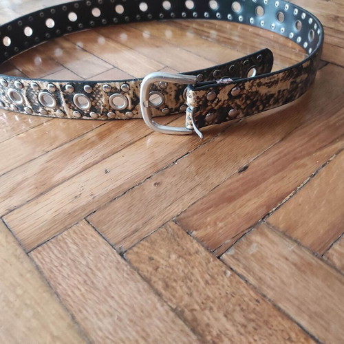 Leopard belt with studs like new, brown, size 110