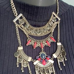 Massive Ethno Necklace with Stones and Extender like new