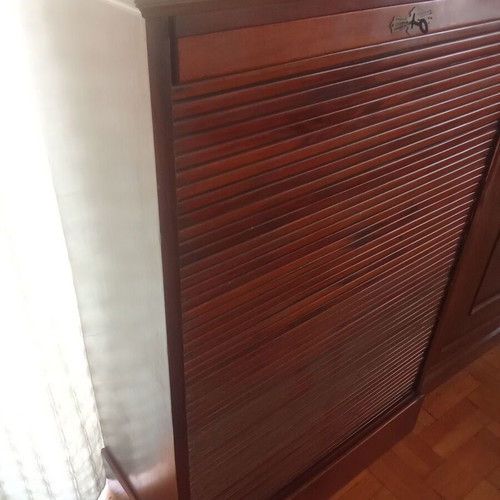 Filing Cabinet with Vertical Roll Door used, solid wood, marble top