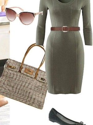 Knitted dress H&M medium used, khaki