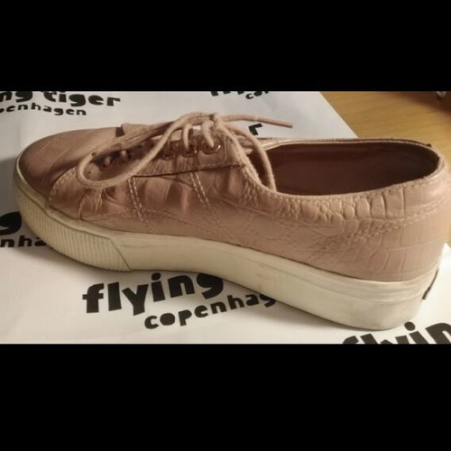 Superga women's leather shoes with double sole, like new, size 39.5, dusty pink