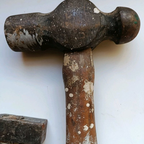 Set of old handmade tools used with wooden handles