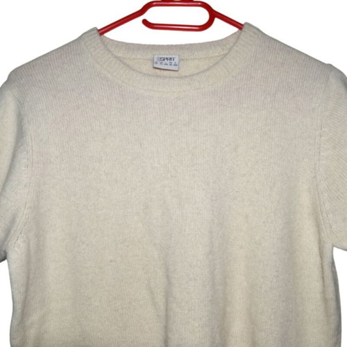 Esprit wool knit short-sleeve sweater for women like new, cream
