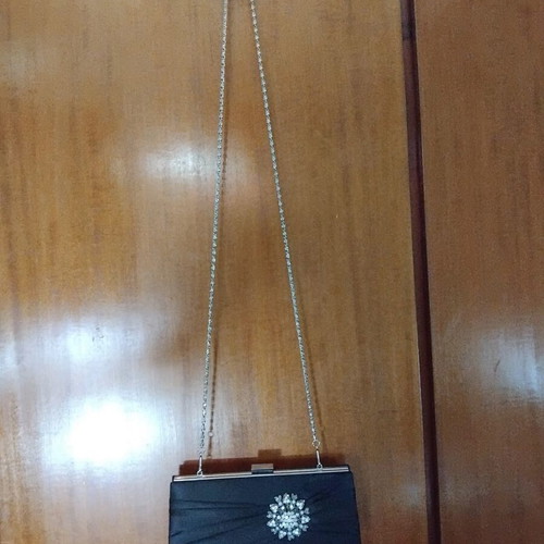 Clutch bag A To Z Greek black with silver chain like new