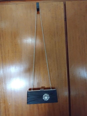 Clutch bag A To Z Greek black with silver chain like new
