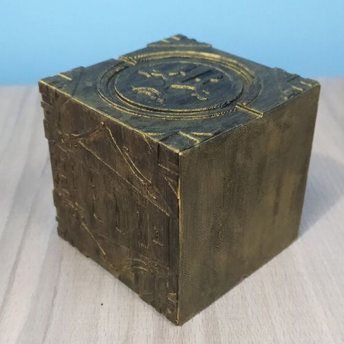 Skyrim Dwemer Cube 3D printed hand-painted, 7.5 cm