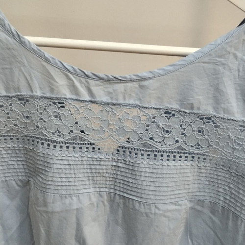 Naf Naf Sky Blue Cotton Dress with Lace Size 40 M/L Like New