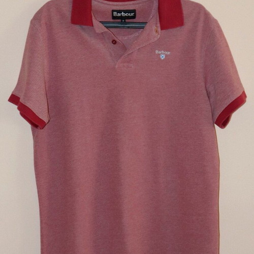 Barbour men's polo shirt, red/pink, size M