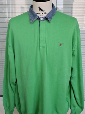 Gant Mens Green Cotton Long Sleeve Jumper like new, size XXL-3XL