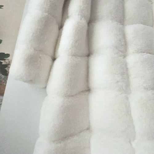 Fur coat made of synthetic hair new, white, size M