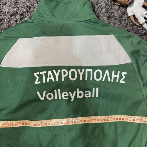 Macron green and white volleyball jacket, size M