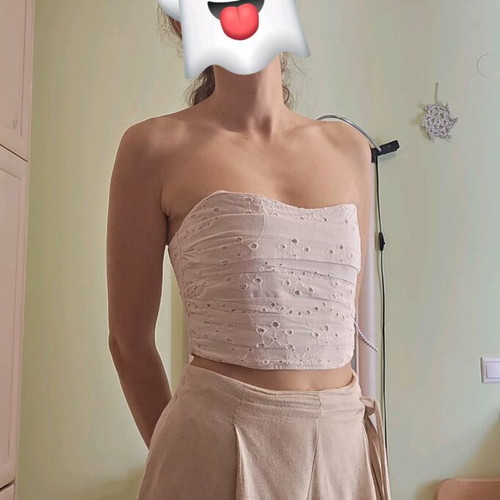 Zara white bustier with embroidery like new