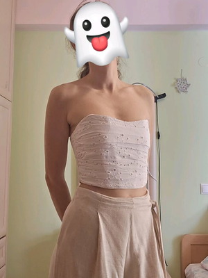 Zara white bustier with embroidery like new