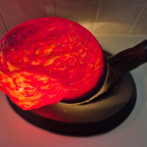 Murano glass table lamp on cast iron base, like new