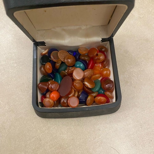 Semi-precious stones in box with variety, like new