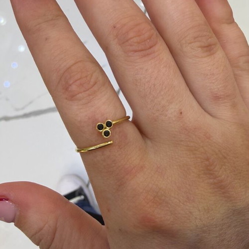 Handmade silver (925) gold-plated ring with zircon new