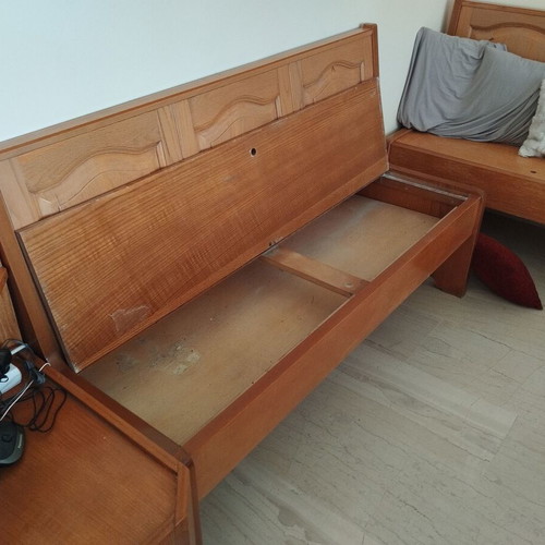 Wooden benches with storage used, set of three
