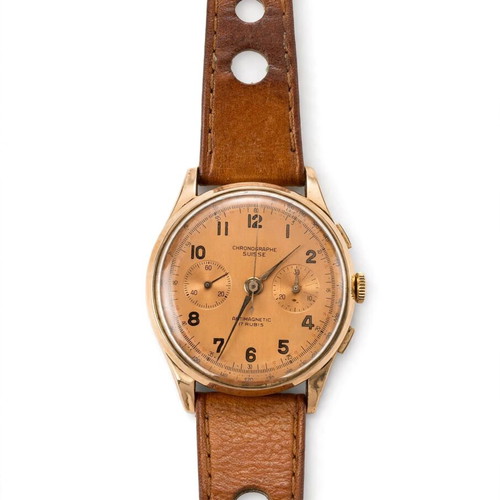 Chronographe Suisse vintage chronograph 18K gold used