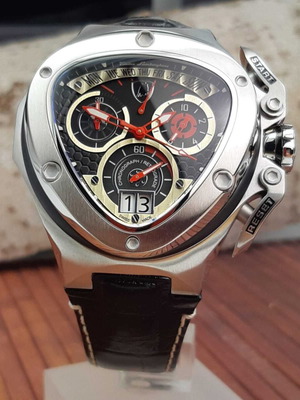 Tonino Lamborghini Spyder ανδρικό ρολόι καινούργιο, μαύρο και ασημί, 48 mm