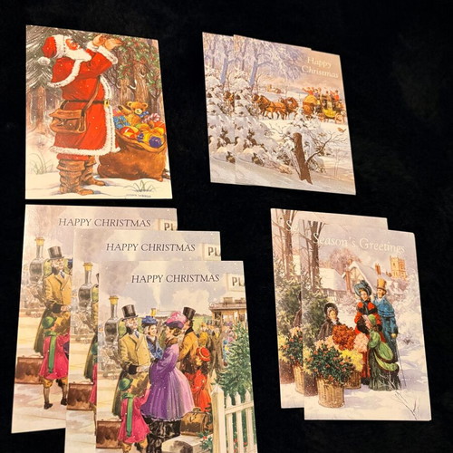 Vintage Christmas cards set of 8, Victorian and classic style, like new