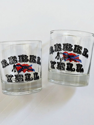 Rebel Yell vintage ποτήρια για σφηνάκια δεκαετίας ’80, σετ 2