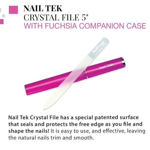 Nail Tek Medium Crystal Nail File new with fuchsia case
