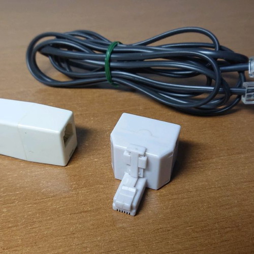 Telephone cable splitter used, 2 meters with 2 plugs