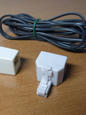 Telephone cable splitter used, 2 meters with 2 plugs