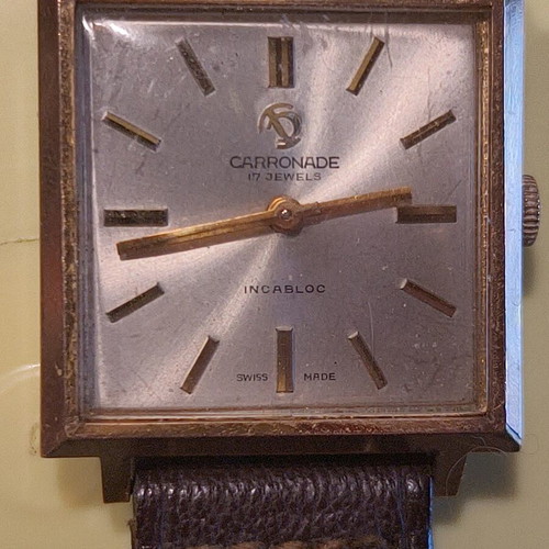 Carronade Vintage 17 Jewels Incabloc Swiss Made Square Men's Watch used
