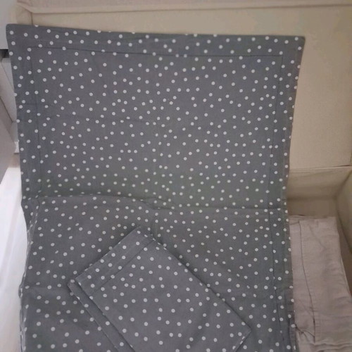 Pillowcases like new, pack of two, gray with white polka dots, cotton