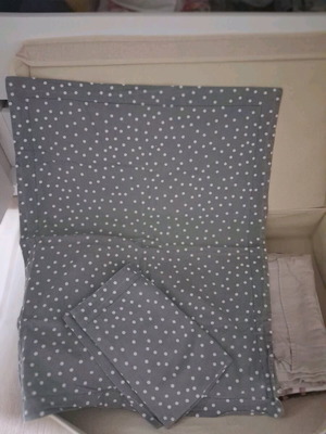 Pillowcases like new, pack of two, gray with white polka dots, cotton