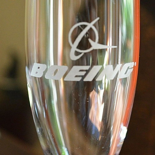 Collectible pair of Boeing champagne glasses like new with authentic logo